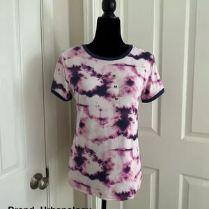 Tie-Dye Ringer Tee in Pink and Navy